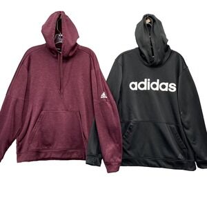 Adidas Hoodie LOT (2) Men Large Maroon Black Sportswear Training Gorpcore Travel